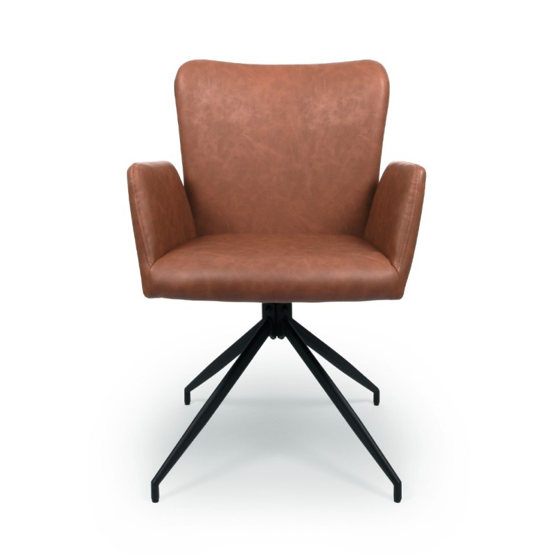 Scaun dining rotativ Falun, metal, poliester, maro, H.85 cm, MIFU000127-CG