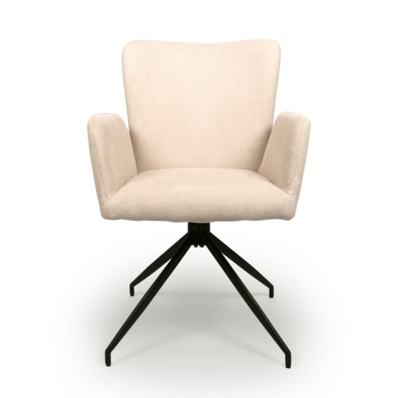 Scaun dining rotativ Falun, metal, poliester, alb, H.85 cm, MIFU000127-WH