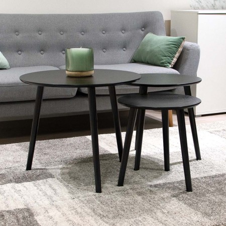 Set 3 masute laterale Zadar, MDF, negre, D.40/48/60 cm, MIFU000128-BK