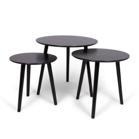 Set 3 masute laterale Zadar, MDF, negre, D.40/48/60 cm, MIFU000128-BK