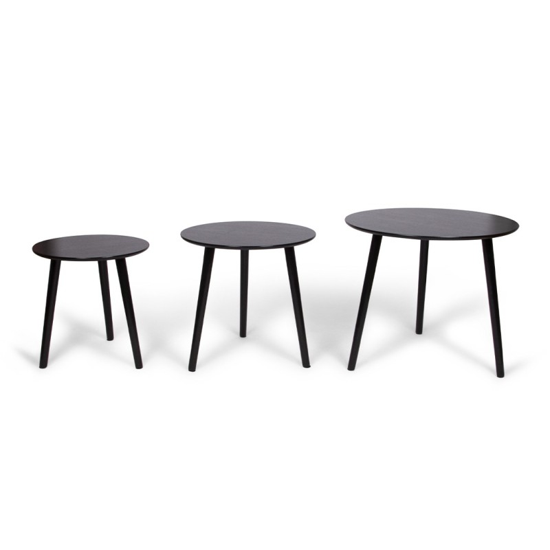 Set 3 masute laterale Zadar, MDF, negre, D.40/48/60 cm, MIFU000128-BK
