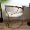 Scaun dining Drama, metal, poliester, boucle, auriu/alb, H.79 cm, MIFU000130-WHGL