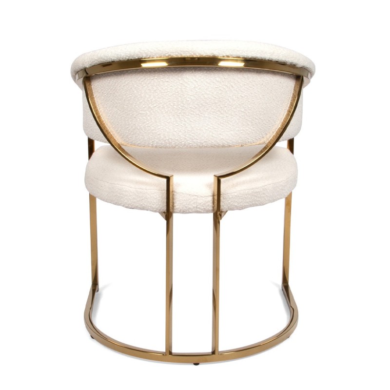 Scaun dining Drama, metal, poliester, boucle, auriu/alb, H.79 cm, MIFU000130-WHGL