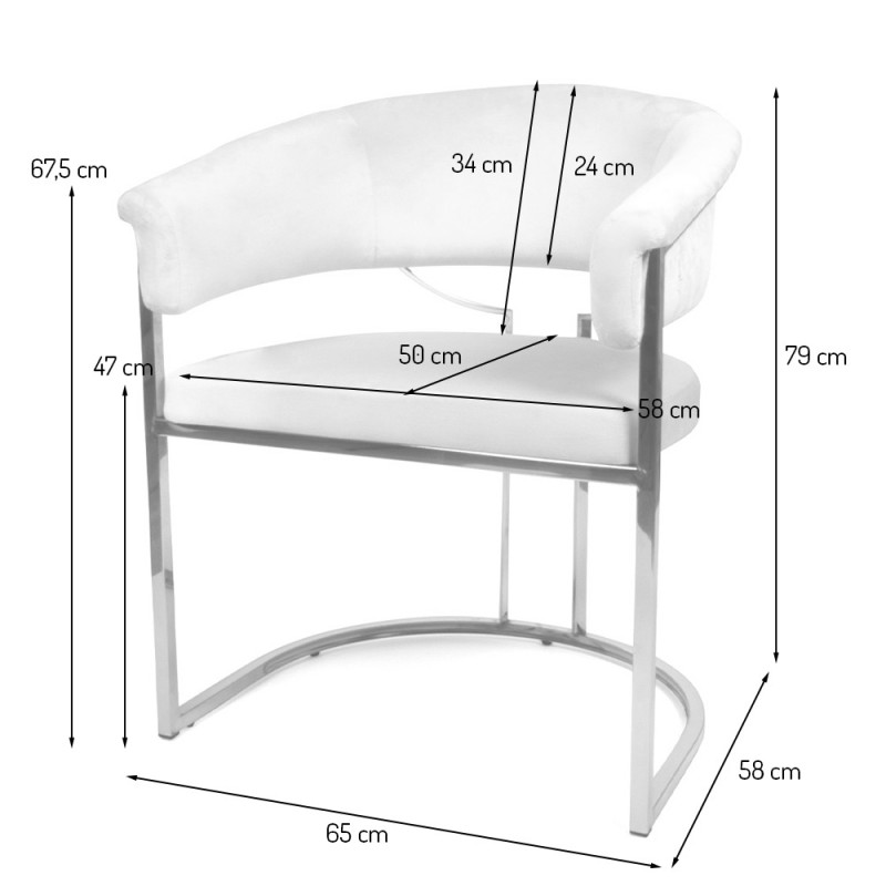 Scaun dining Drama, metal, poliester, boucle, auriu/alb, H.79 cm, MIFU000130-WHGL