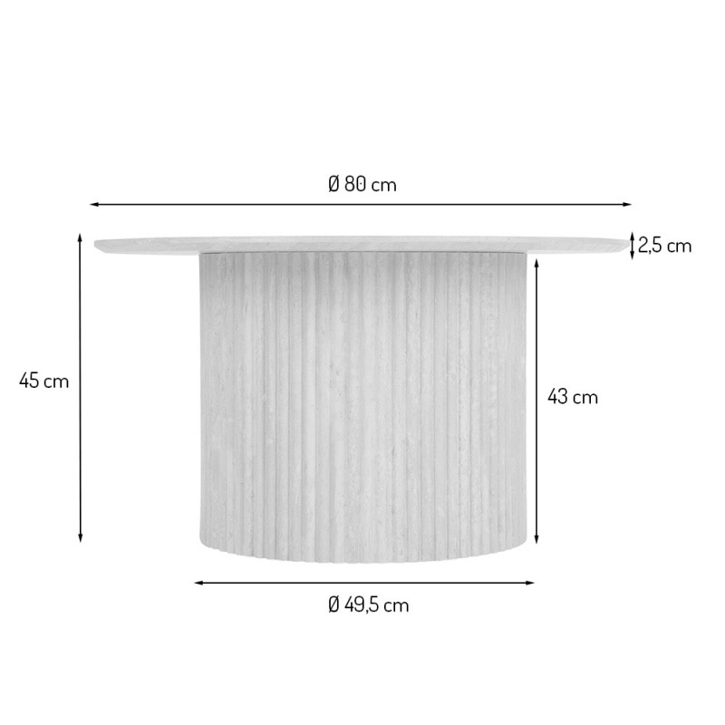 Masuta de cafea Tornio, MDF, gri, D.80 cm, MIFU000132-LGY