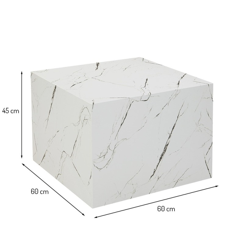 Masuta de cafea Pori, MDF, aspect marmura, alba, L.60 cm, MIFU000133-WH