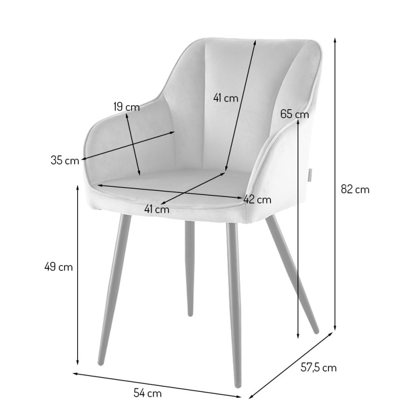 Scaun dining Nivala, metal, poliester, negru, H.85 cm, MIFU000136-BK