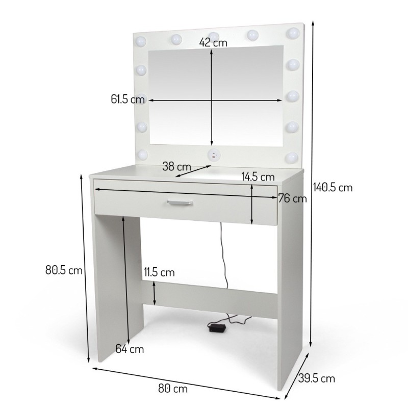 Masa toaleta Boden, MDF, alba, L.80 cm, MIFU000139-UN