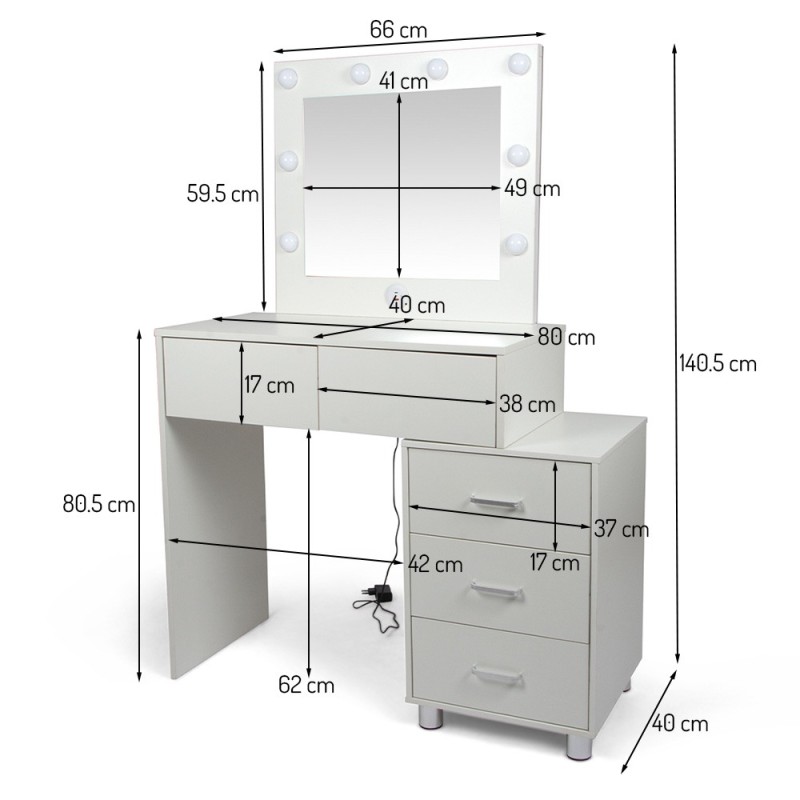 Masa toaleta Trosa, MDF, alba, L.80 cm, MIFU000141-UN