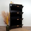 Dulap pentru pantofi Maribor, MDF, negru, H.152 cm, MIFU000142-BKBR