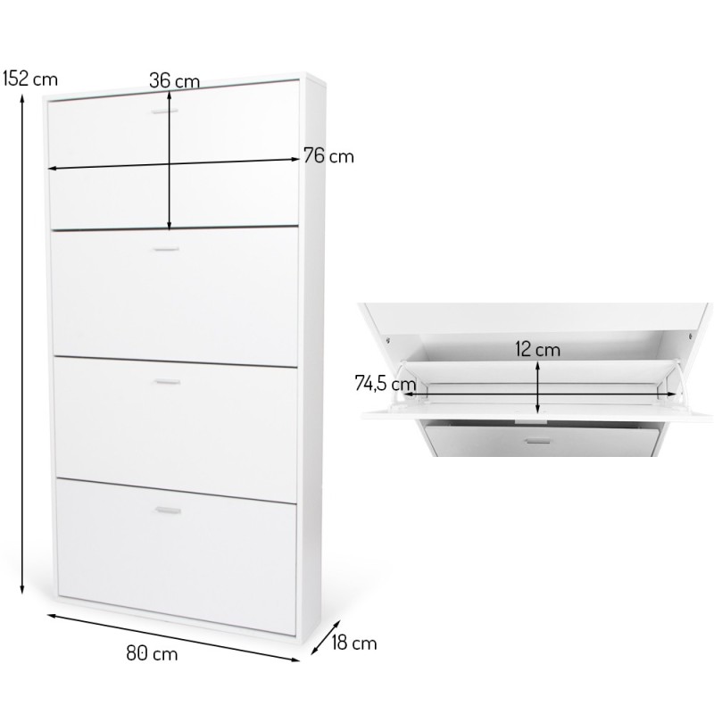 Dulap pentru pantofi Maribor, MDF, negru, H.152 cm, MIFU000142-BKBR