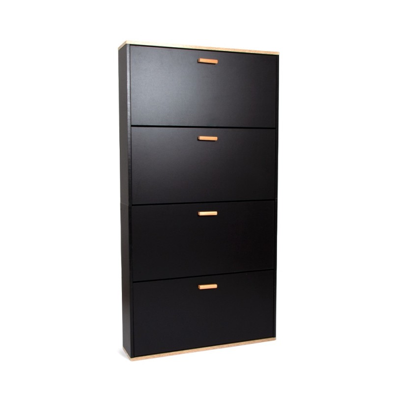 Dulap pentru pantofi Maribor, MDF, negru, H.152 cm, MIFU000142-BKBR