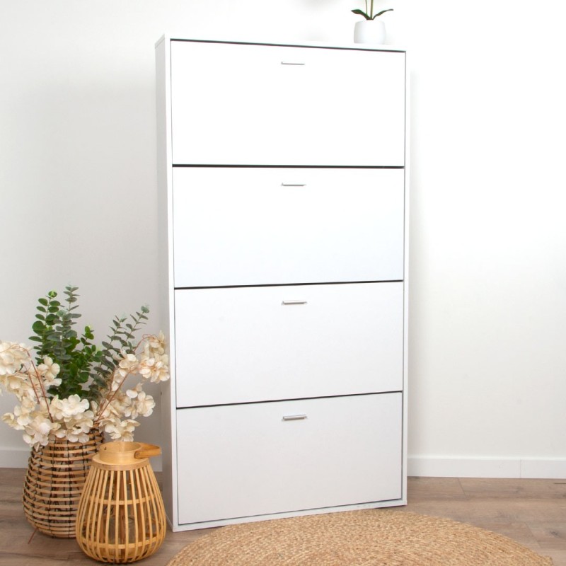 Dulap pentru pantofi Maribor, MDF, alb, H.152 cm, MIFU000142-WH