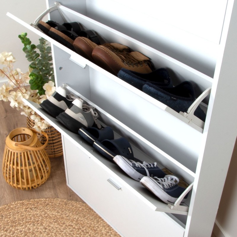 Dulap pentru pantofi Maribor, MDF, alb, H.152 cm, MIFU000142-WH