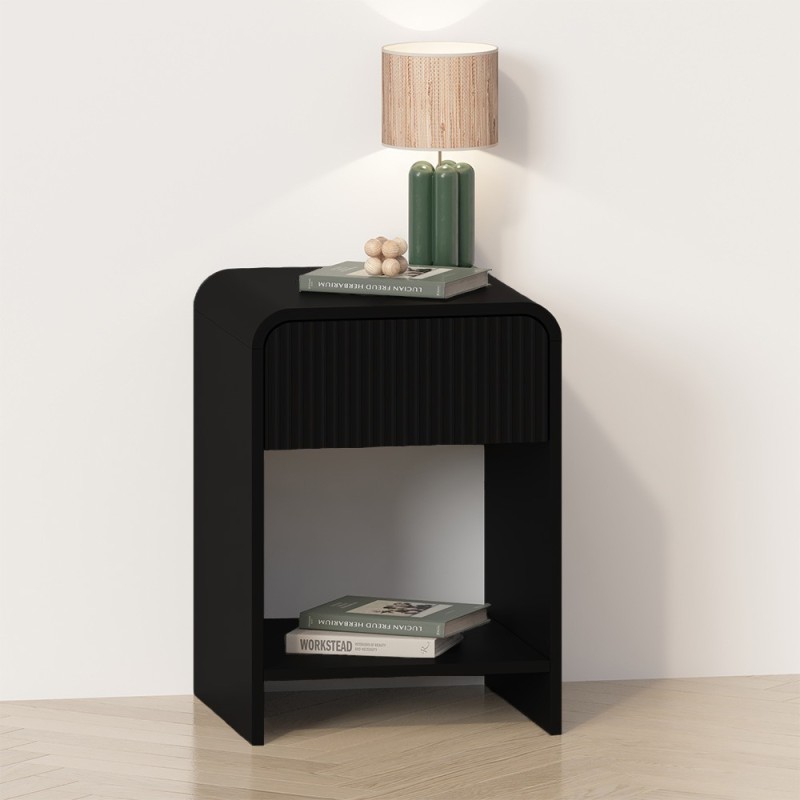 Noptiera Camden, MDF, neagra, H.53 cm, MIFU000145-BK