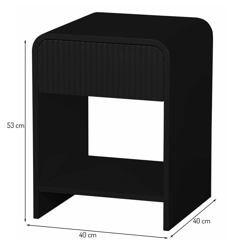 Noptiera Camden, MDF, neagra, H.53 cm, MIFU000145-BK