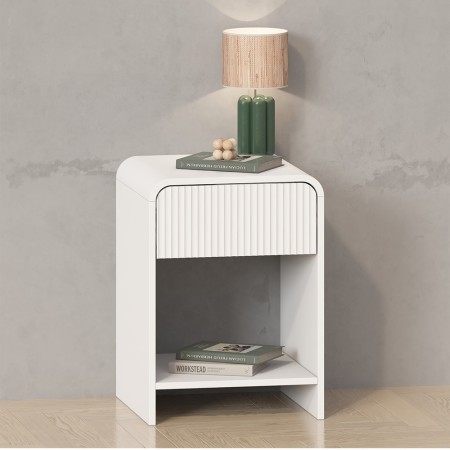 Noptiera Camden, MDF, alba, H.53 cm, MIFU000145-WH