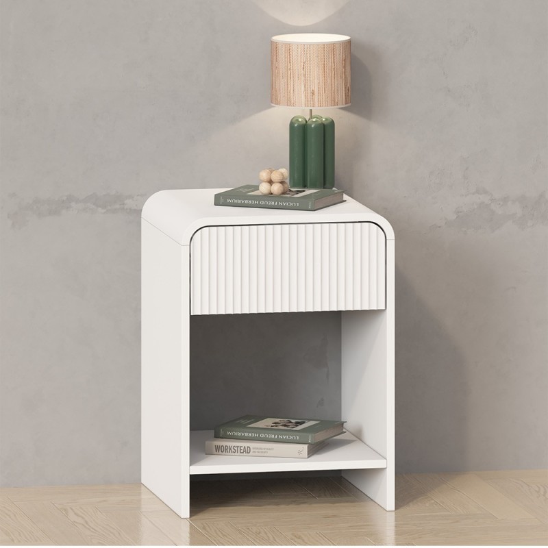 Noptiera Camden, MDF, alba, H.53 cm, MIFU000145-WH