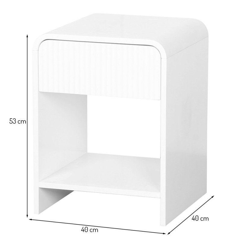 Noptiera Camden, MDF, alba, H.53 cm, MIFU000145-WH