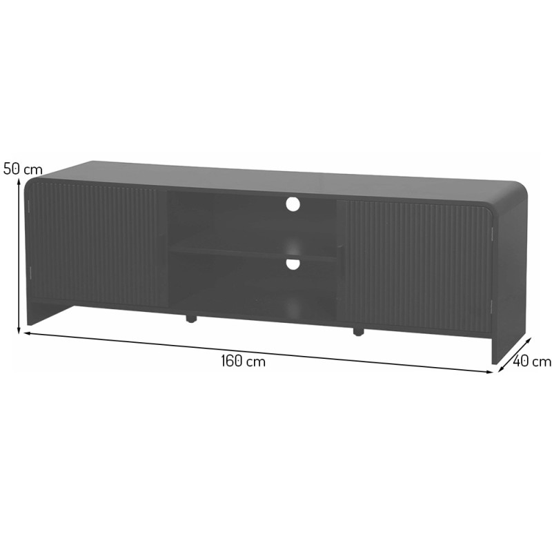 Comoda TV Camden, MDF, neagra, L.160 cm, MIFU000146-BK