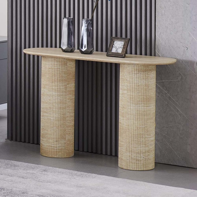 Consola Geneva, MDF, aspect travertin, bej, L.120 cm, MIFU000149-BG