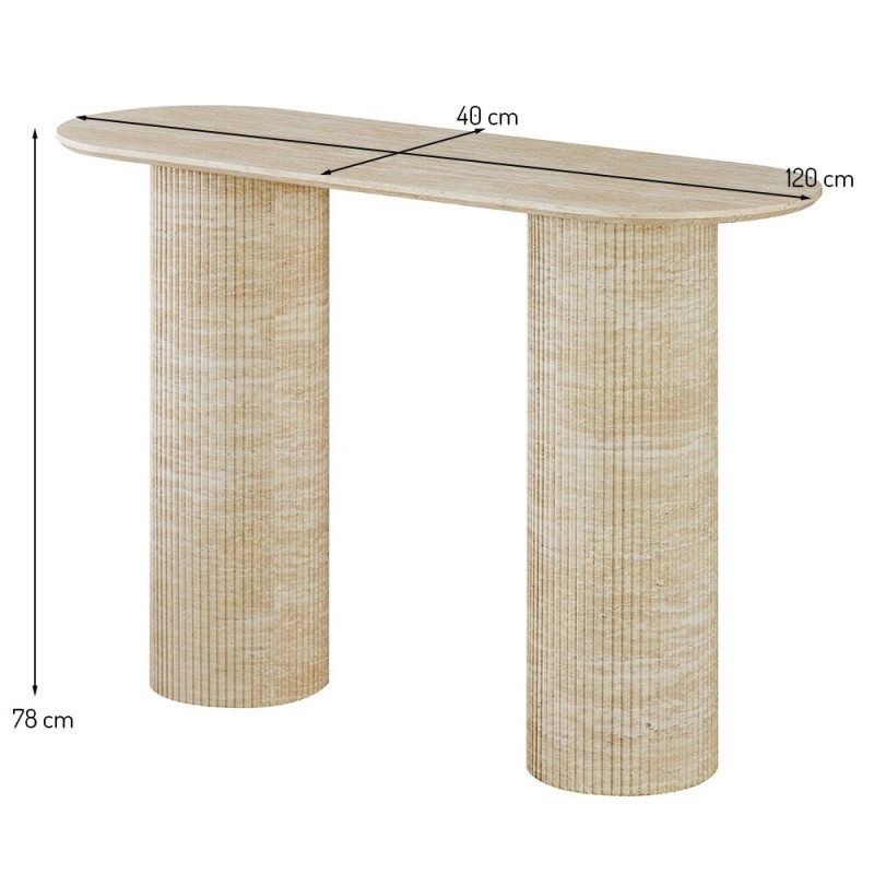 Consola Geneva, MDF, aspect travertin, bej, L.120 cm, MIFU000149-BG