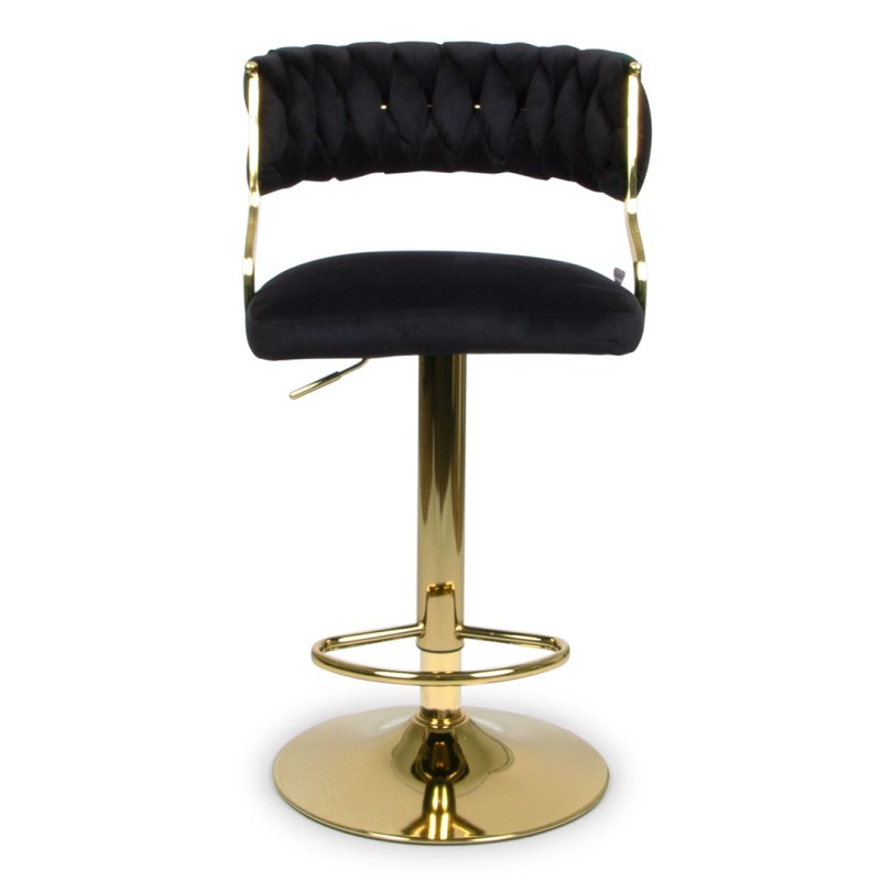 Scaun bar ajustabil Arouca, metal, poliester, auriu, negru, H.108 cm, MIFU000153-BKGL