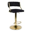 Scaun bar ajustabil Arouca, metal, poliester, auriu, negru, H.108 cm, MIFU000153-BKGL