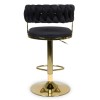 Scaun bar ajustabil Arouca, metal, poliester, auriu, negru, H.108 cm, MIFU000153-BKGL