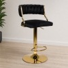 Scaun bar ajustabil Arouca, metal, poliester, auriu, negru, H.108 cm, MIFU000153-BKGL