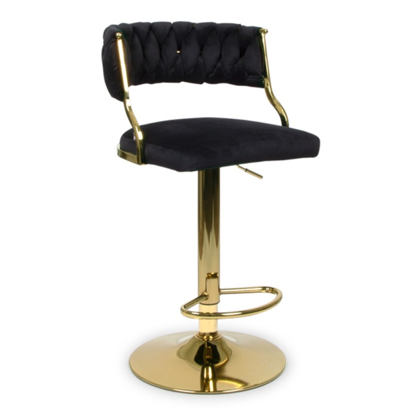 Scaun bar ajustabil Arouca, metal, poliester, auriu, negru, H.108 cm, MIFU000153-BKGL