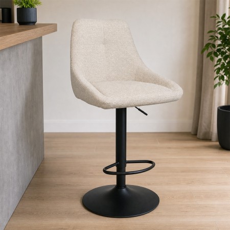 Scaun bar ajustabil Sines, metal, poliester, bej, H.118 cm, MIFU000154-BG