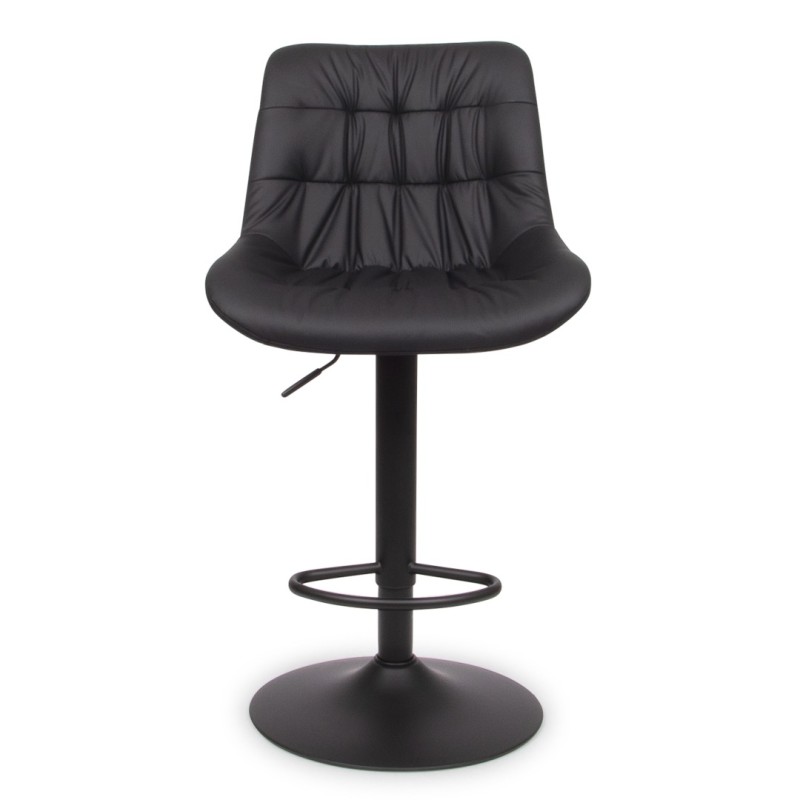 Scaun bar ajustabil Beja, metal, piele artificiala, negru, H.114 cm, MIFU000155-BK