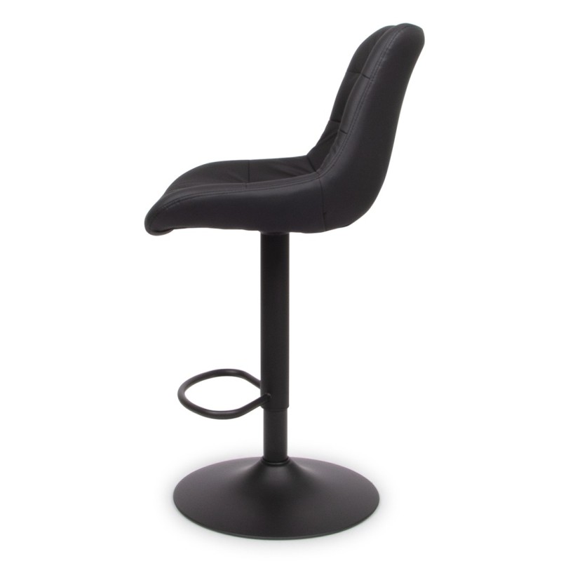 Scaun bar ajustabil Beja, metal, piele artificiala, negru, H.114 cm, MIFU000155-BK