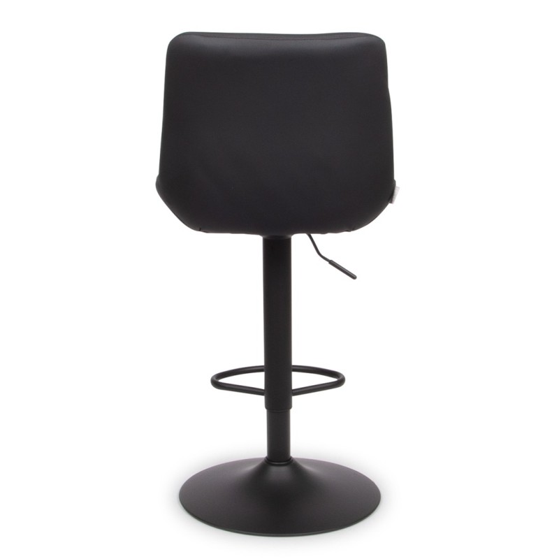 Scaun bar ajustabil Beja, metal, piele artificiala, negru, H.114 cm, MIFU000155-BK
