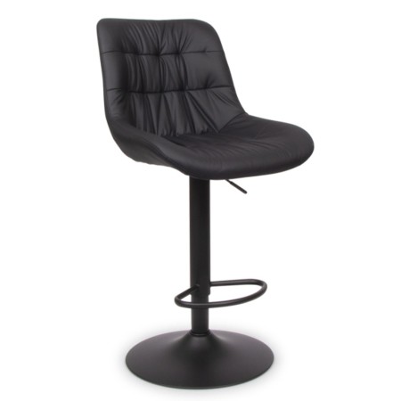 Scaun bar ajustabil Beja, metal, piele artificiala, negru, H.114 cm, MIFU000155-BK