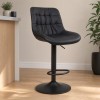 Scaun bar ajustabil Beja, metal, piele artificiala, negru, H.114 cm, MIFU000155-BK