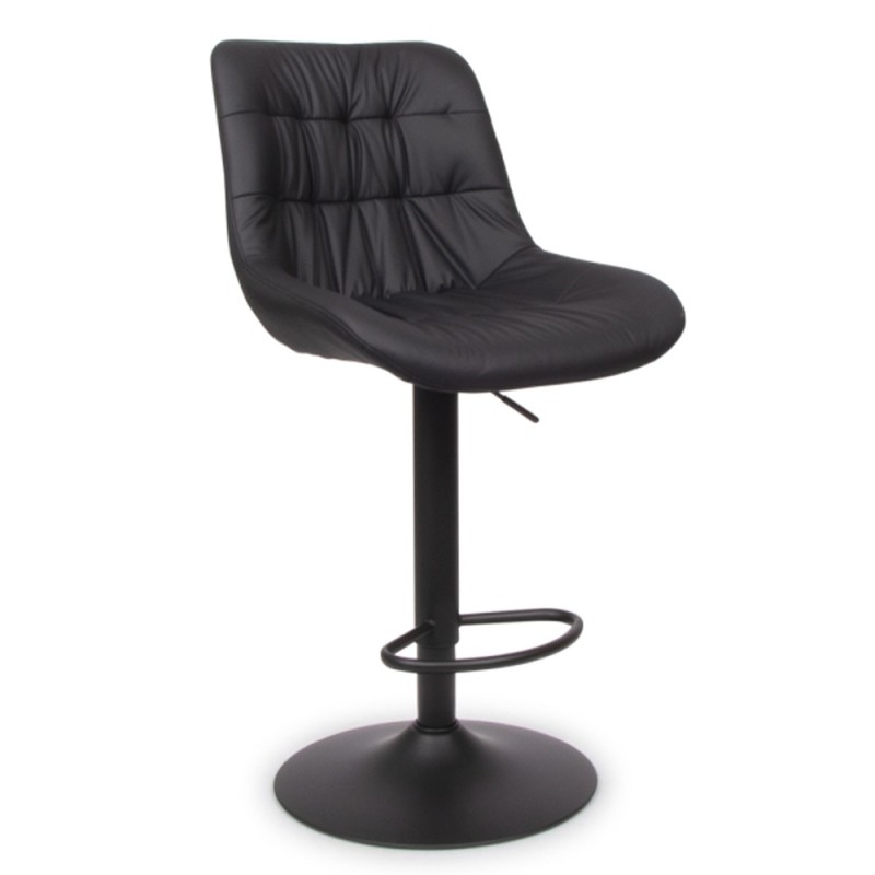 Scaun bar ajustabil Beja, metal, piele artificiala, negru, H.114 cm, MIFU000155-BK