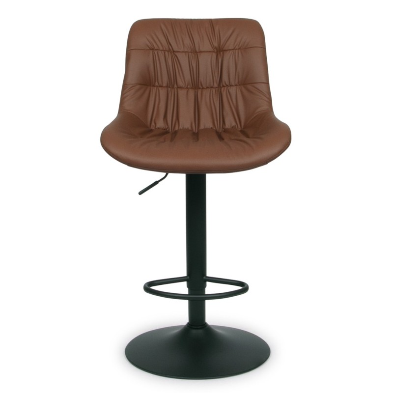 Scaun bar ajustabil Beja, metal, piele artificiala, maro cognac, H.114 cm, MIFU000155-CG