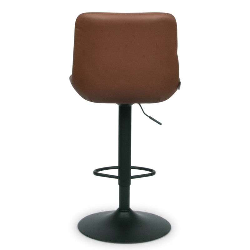 Scaun bar ajustabil Beja, metal, piele artificiala, maro cognac, H.114 cm, MIFU000155-CG