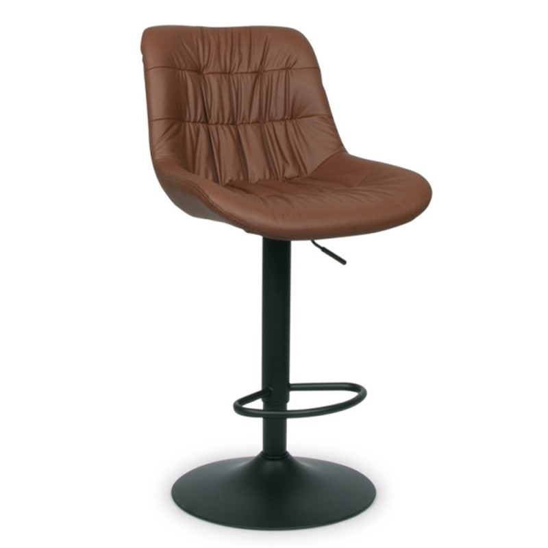 Scaun bar ajustabil Beja, metal, piele artificiala, maro cognac, H.114 cm, MIFU000155-CG