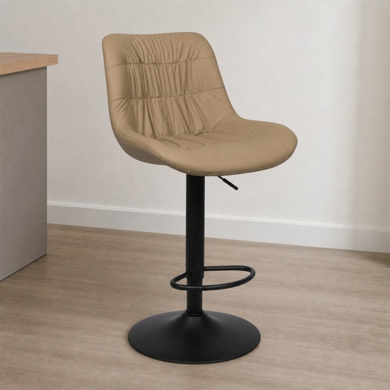 Scaun bar ajustabil Beja, metal, piele artificiala, taupe, H.114 cm, MIFU000155-TP