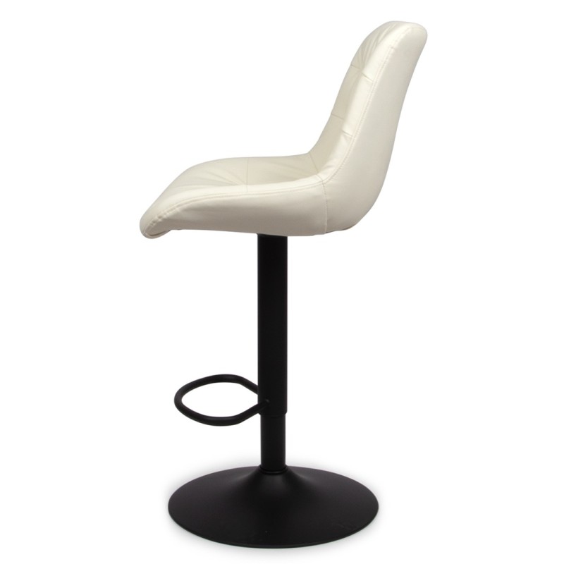 Scaun bar ajustabil Beja, metal, piele artificiala, alb, H.114 cm, MIFU000155-WH
