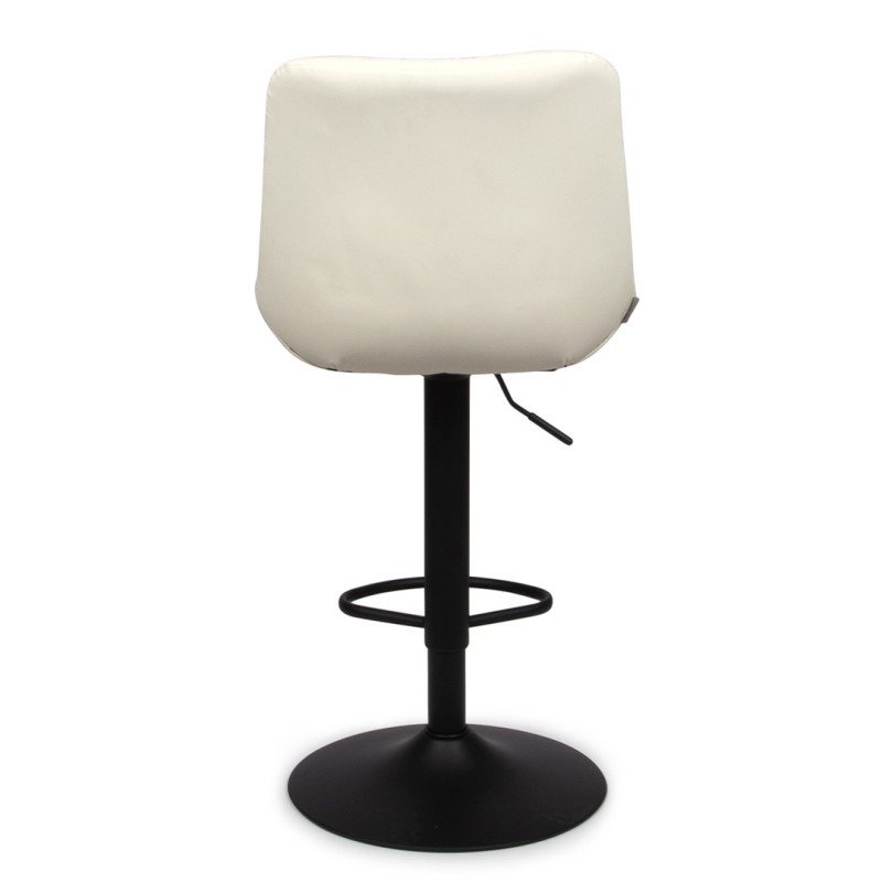 Scaun bar ajustabil Beja, metal, piele artificiala, alb, H.114 cm, MIFU000155-WH