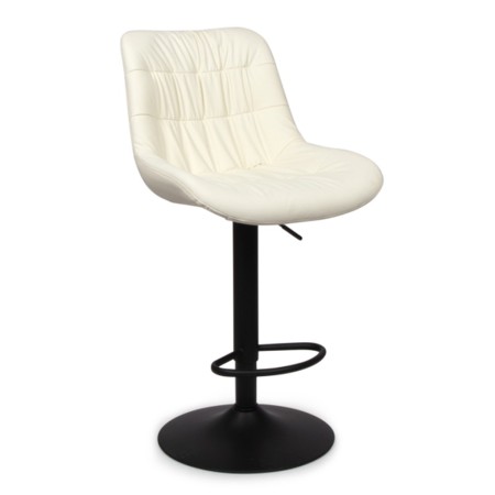 Scaun bar ajustabil Beja, metal, piele artificiala, alb, H.114 cm, MIFU000155-WH