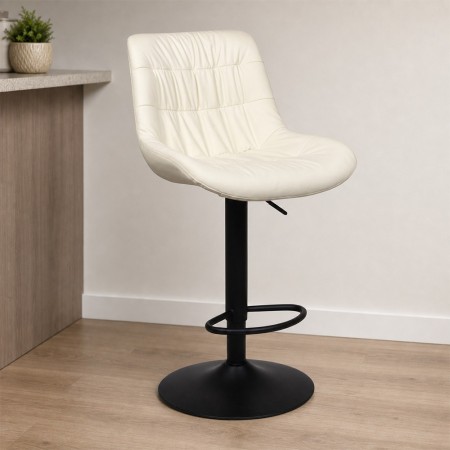 Scaun bar ajustabil Beja, metal, piele artificiala, alb, H.114 cm, MIFU000155-WH