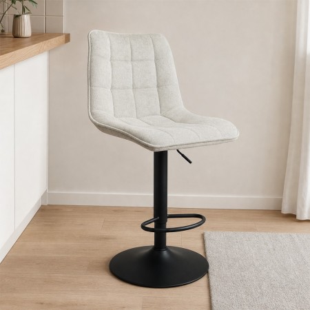 Scaun bar ajustabil Luzia, metal, poliester, bej, H.117 cm, MIFU000156-BG