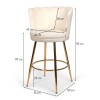 Scaun bar Andria, metal, catifea, auriu/alb, H.95 cm, MIFU000158-BG