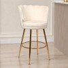 Scaun bar Andria, metal, catifea, auriu/alb, H.95 cm, MIFU000158-BG