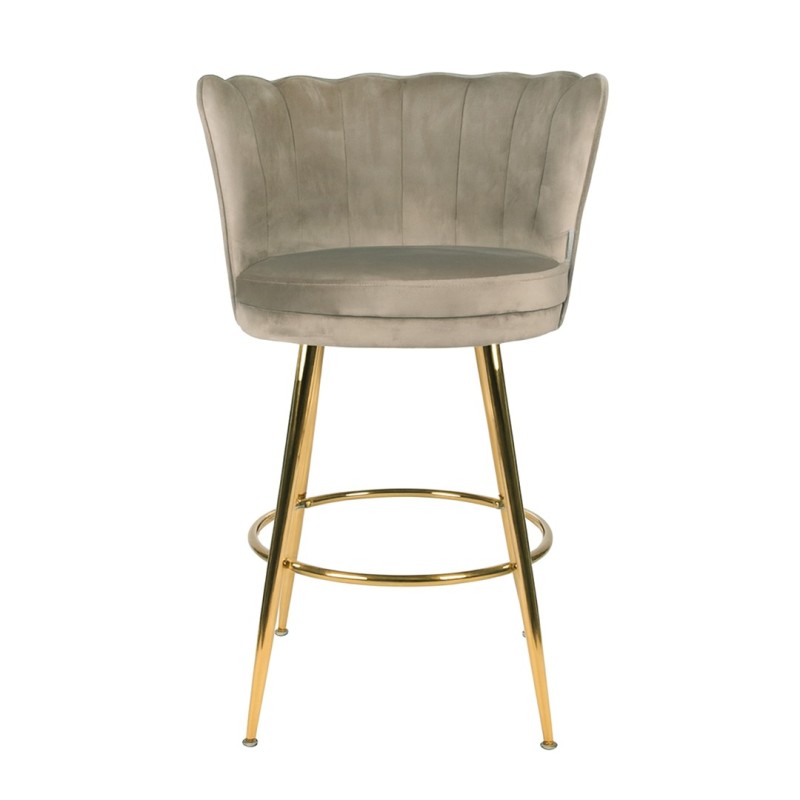 Scaun bar Andria, metal, catifea, taupe, H.95 cm, MIFU000158-TP